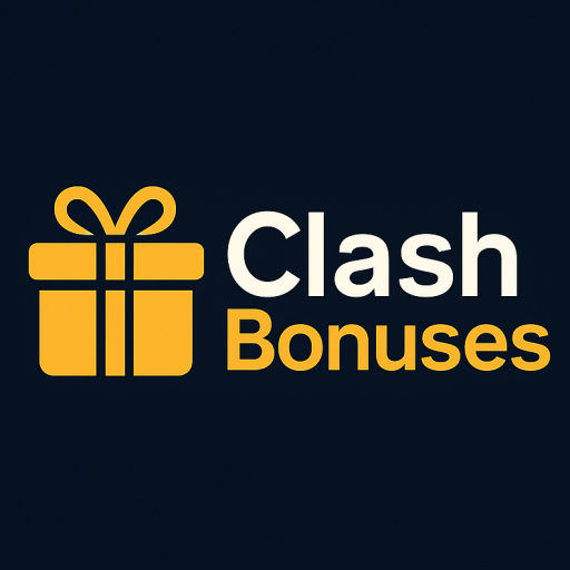 Clashbonuses Logo Clashbonuses logo with a golden gift icon and text on a dark background