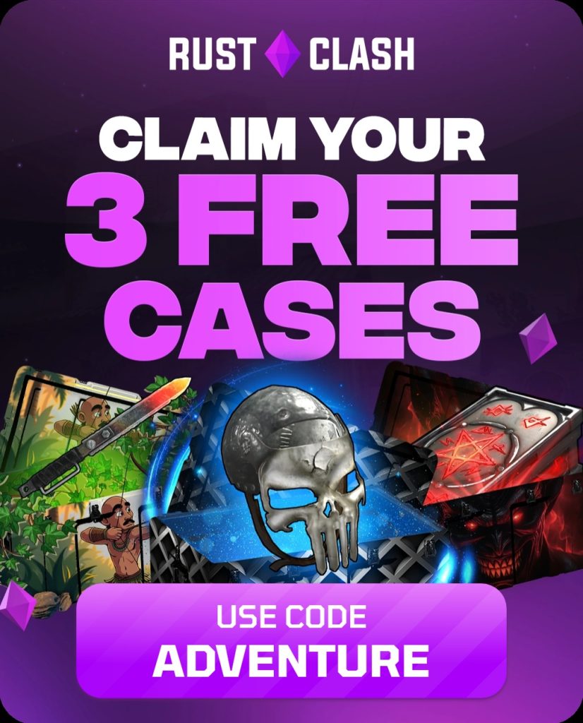 RustClash 3 Free Cases Promo Banner – Use Code ADVENTURE